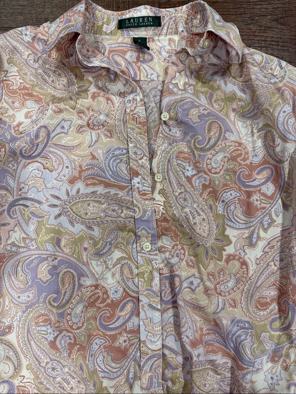 Lauren Ralph Lauren Pastel Paisley Button-Down Shirt in Pink, Lavender and Cream - Picture 2 of 3
